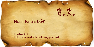 Nun Kristóf névjegykártya